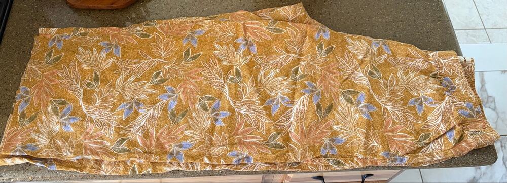 Cynthia Rowley 100% Linen Gold Leaf Pants Trousers Sz L